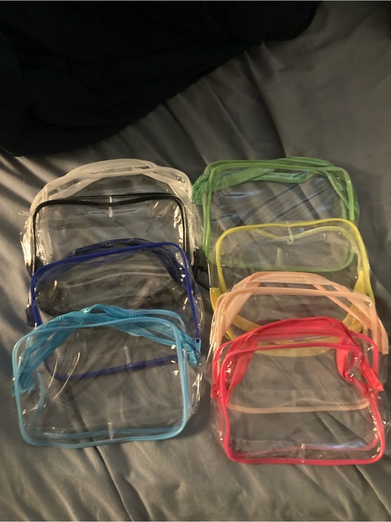 Handbags - Clear PVC Travel Bag with Colored Trim pick one